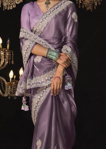 New Crystal Silk Jimmy Choo Saree – Elegant Sequence & Zari Embroidery  Embroidery Sarees Wholesale