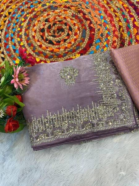 New Crystal Silk Jimmy Choo Saree – Elegant Sequence & Zari Embroidery  Embroidery Sarees Wholesale