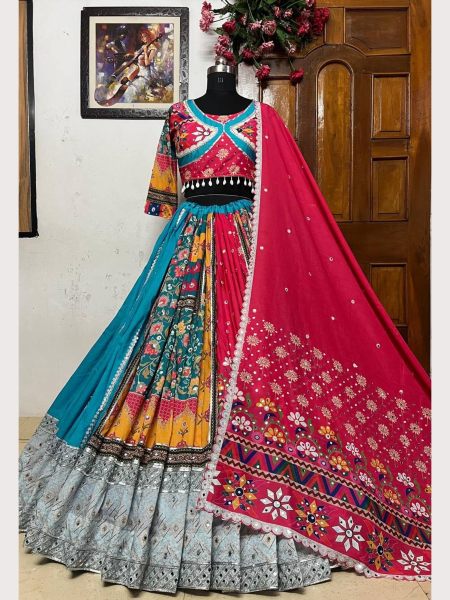 New Design Navratri Special Muslin Cotton Lehenga Choli  Navratri Lehnega Choli