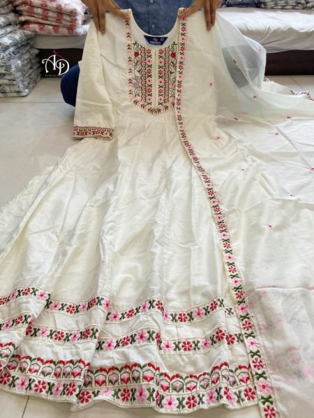 New Designer Chanderi Silk Anarkali Gown  Anarkali Kurtis 