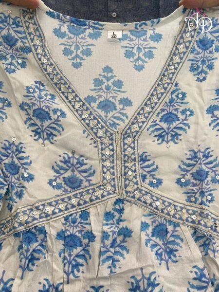 New Designer Cotton Kurti Pant With Block Printed Dupatta 3 Piece Kurti Set