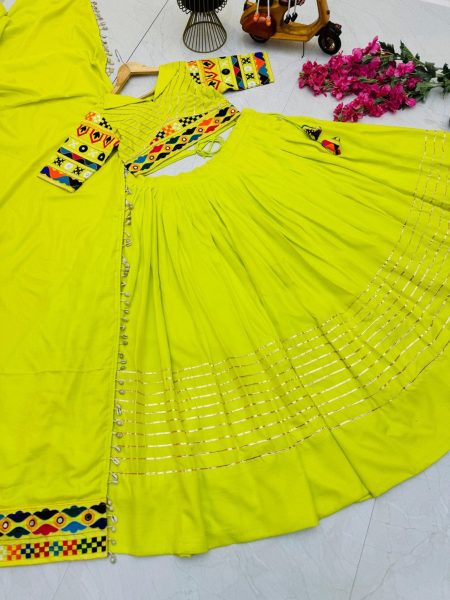 New Designer Flex Cotton Embroidery Work Lehenga Choli Navratri Lehnega Choli