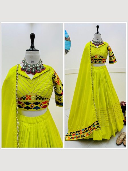 New Designer Flex Cotton Embroidery Work Lehenga Choli Navratri Lehnega Choli