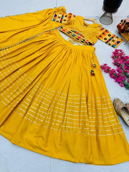 New Designer Flex Cotton Embroidery Work Lehenga Choli Navratri Lehnega Choli