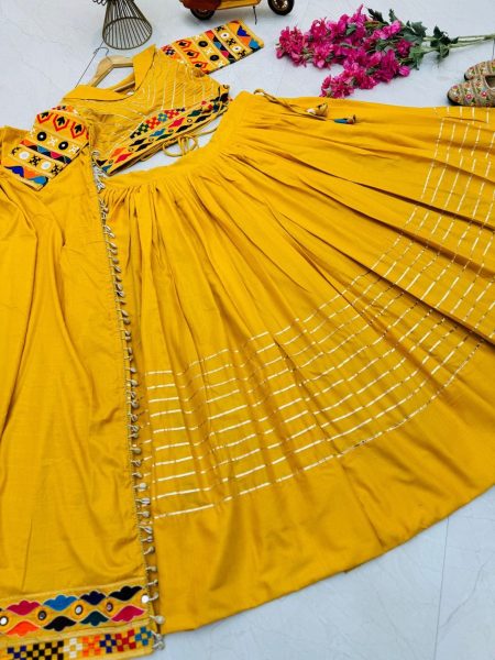 New Designer Flex Cotton Embroidery Work Lehenga Choli Navratri Lehnega Choli