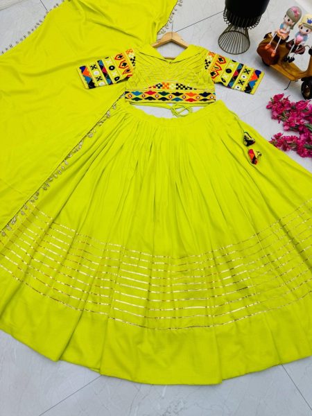 New Designer Flex Cotton Embroidery Work Lehenga Choli Navratri Lehnega Choli