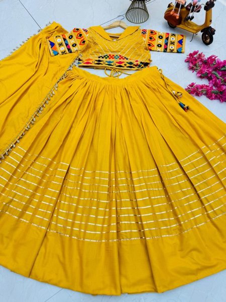 New Designer Flex Cotton Embroidery Work Lehenga Choli Navratri Lehnega Choli