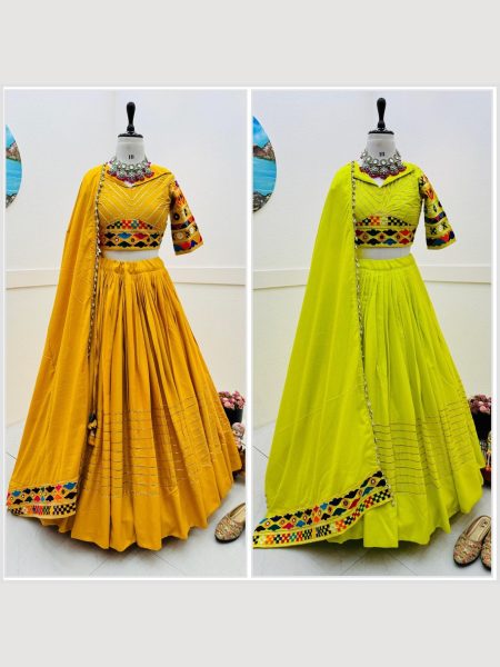 New Designer Flex Cotton Embroidery Work Lehenga Choli Navratri Lehnega Choli