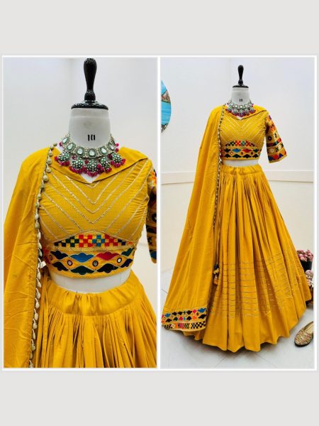 New Designer Flex Cotton Embroidery Work Lehenga Choli Navratri Lehnega Choli