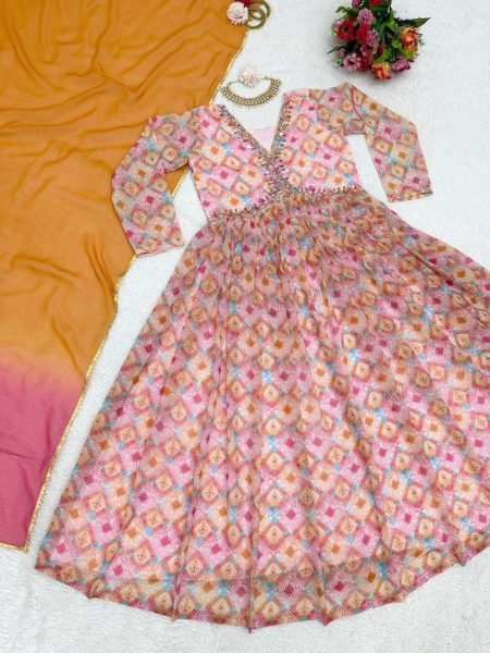 New Designer Foux Georgette Kurti With Dupatta Kurti With Dupatta Wholesale