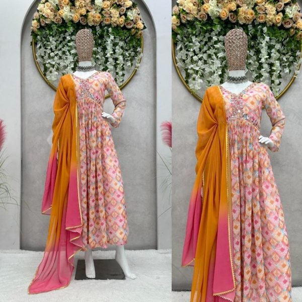 New Designer Foux Georgette Kurti With Dupatta Kurti With Dupatta Wholesale