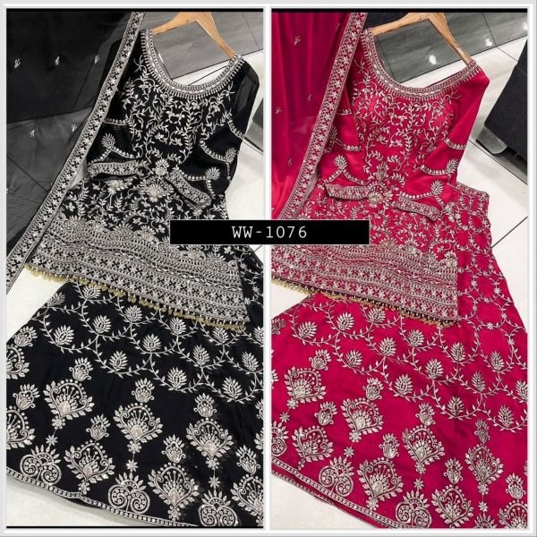 New Designer Fox Georgette With Embroidery Work Plazzo Suits Collection  Designer Plazzo Salwar Suits Wholesale