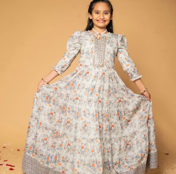 New Designer Gown With Sequence 5mm Embroidery Work With Digital Print Work Anarkali Girls Wear
