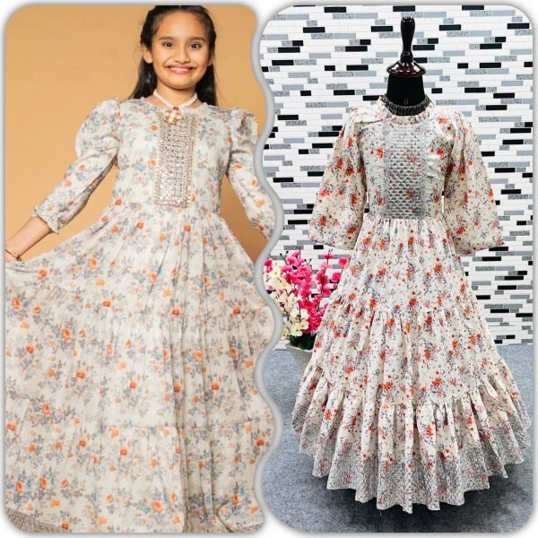 New Designer Gown With Sequence 5mm Embroidery Work With Digital Print Work Anarkali Girls Wear