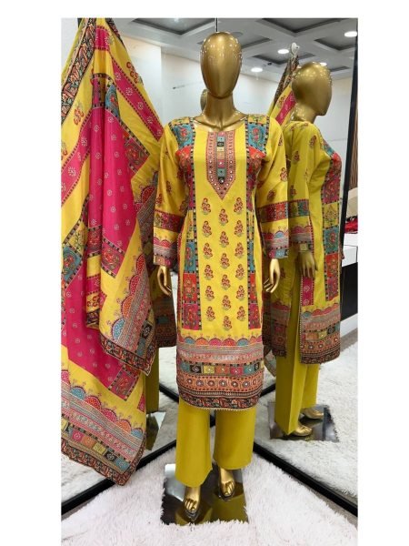 New Designer Heavy Pure Chinnon Silk With Digital Print and Real Mirror Handwork kurta with Dupatta  Ready To Wear Collection