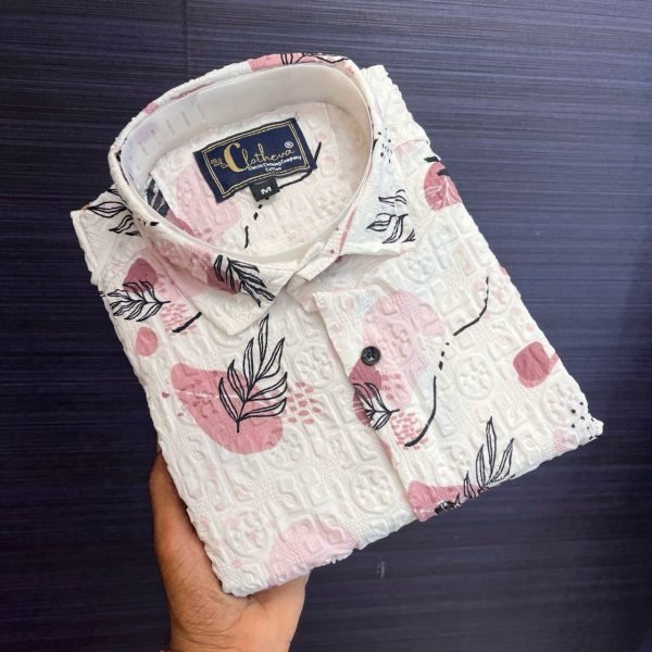 New Designer Imported Popcorn Fabric Shirt  Mens Shirt