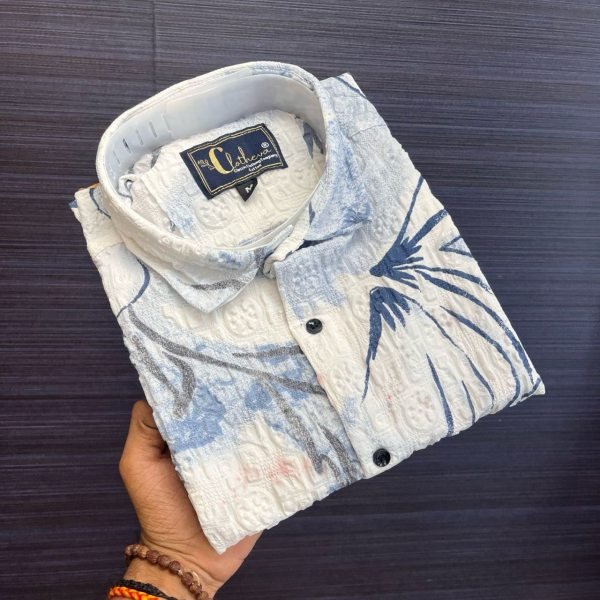 New Designer Imported Popcorn Fabric Shirt  Mens Shirt