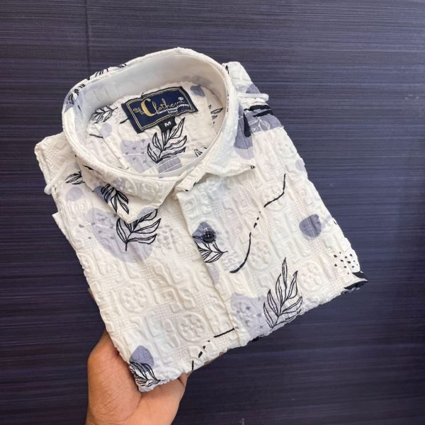 New Designer Imported Popcorn Fabric Shirt  Mens Shirt