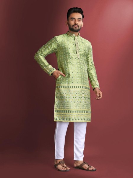 New Designer Jacquard Silk Kurta Pajama Collection  Mens Wear