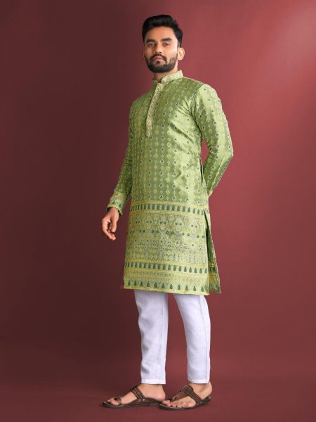 New Designer Jacquard Silk Kurta Pajama Collection  Kurta Pajama Wholesale