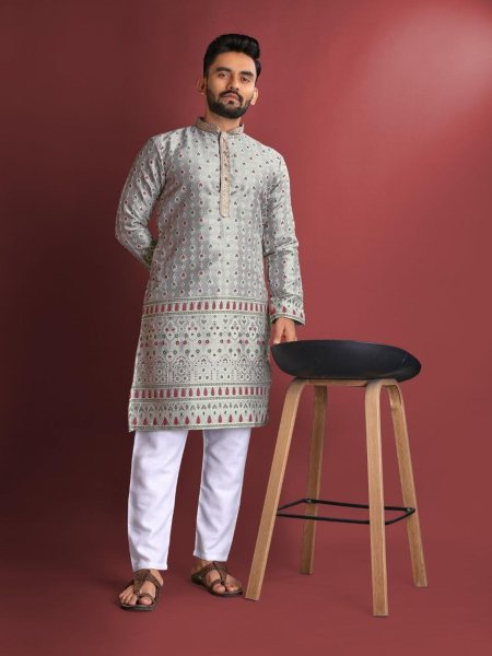 New Designer Jacquard Silk Kurta Pajama Collection  Kurta Pajama Wholesale