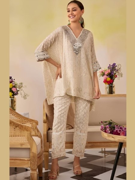 New Designer Lucknowi Chikankari work Kaftan  Kaftan 