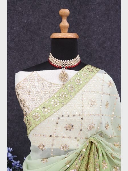New Designer Part Wear Soft Georgette Saree with Sequence Work  Georgette Sarees Wholesale