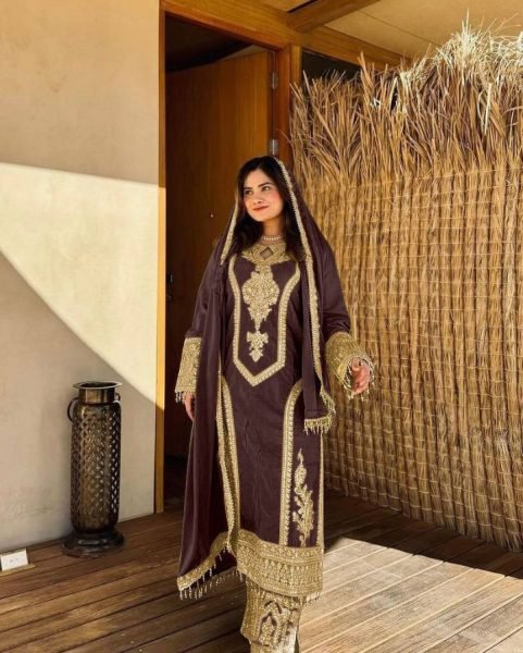 New Designer Party Wear Look Pure Chinon Silk Suit Best Price 