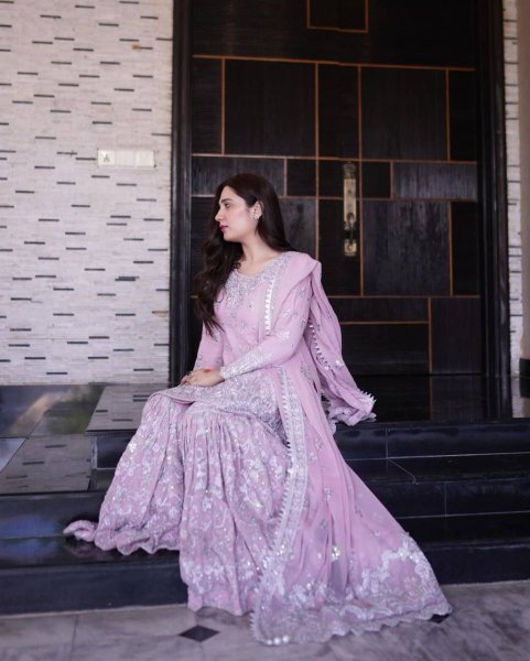 New Designer Party Wear Look Top-Plazzo and Dupatta With Heavy Embroidery Sequence Work  Sharara Set