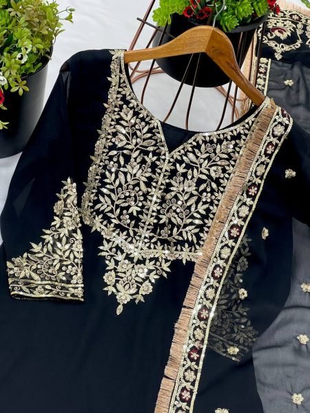 New Designer Party Wear Look Top Plazzo And Dupatta With Heavy Embroidery Work Ready To Wear Collection