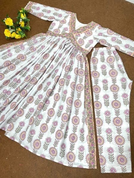 New Designer Party Wear Naira Cut Cotton Kurti Set Ready To Wear Collection