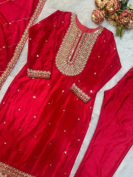  New Designer Party Wear Top Pant Set with Fancy Dupatta   Embroidery Work Ready To Wear Collection