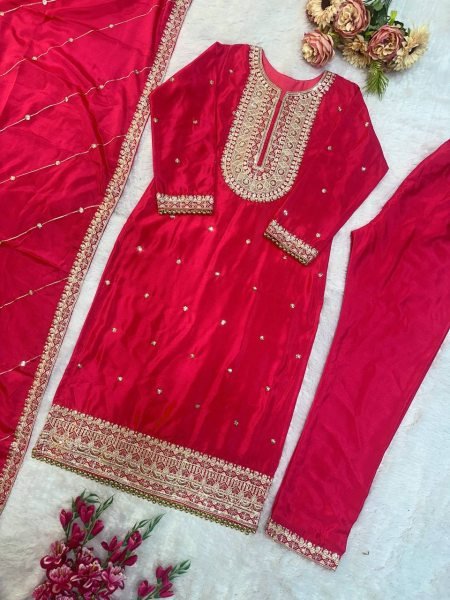  New Designer Party Wear Top Pant Set with Fancy Dupatta   Embroidery Work Ready To Wear Collection