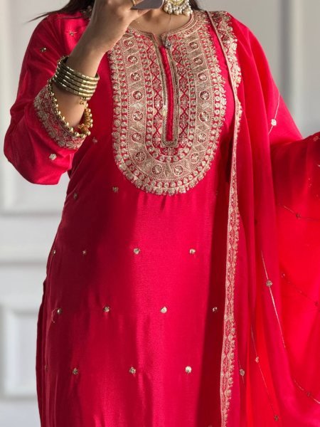  New Designer Party Wear Top Pant Set with Fancy Dupatta   Embroidery Work Ready To Wear Collection
