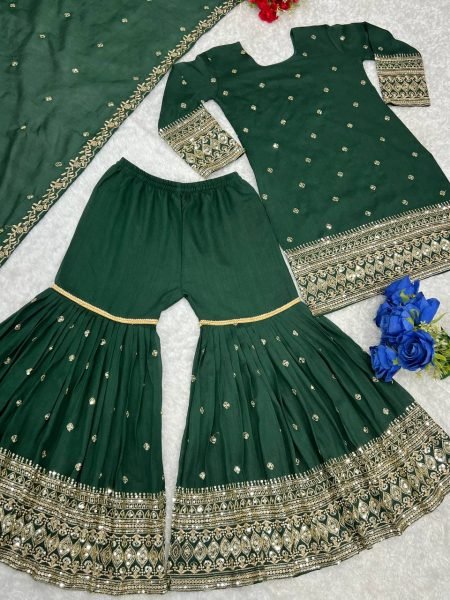 New Designer Party Wear Top   Plazzo Set Fancy Dupatta with Embroidery Work Stylish Festive Collection Ready To Wear Collection