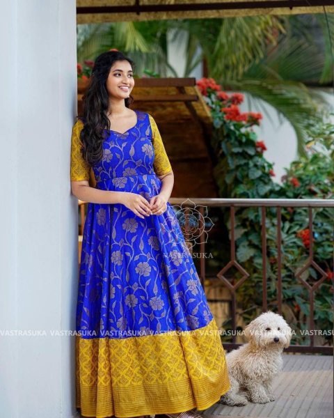 New Designer Printed Zari Silk Gown   Dupatta With Embroidery Work Ready To Wear Collection