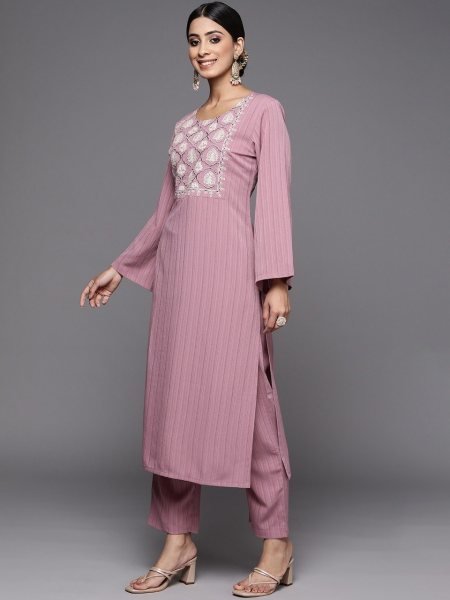 NEW DESIGNER SILK BLEND KURTI SET WITH SEQUENCE   EMBROIDERY WORK Ready To Wear Collection