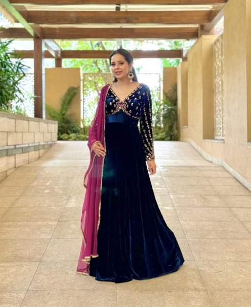 New Designer Viscose Velvet Gown With Soft Net Dupatta  Ready To Wear Collection