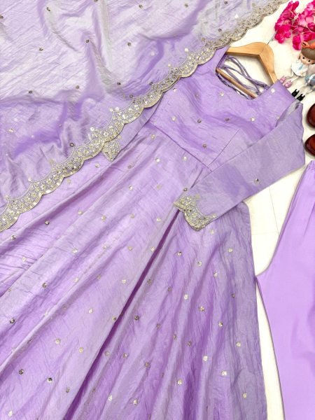 New fancy Umbrella Gown Set with Embroidery With  Sequence Work for Traditional Events  Anarkali Kurtis 