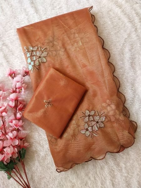 New Fashion Arrival by Royal Export Original Jimmy Choo Saree with Embroidery Work Silk Blouse Popular Traditional Party Wear Saree Collection 2025 JIMMY CHOO SAREE