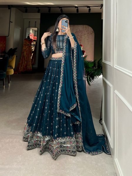 New Georgette Sequence And Embroidery Work Lehenga Choli  Designer Lehenga Choli