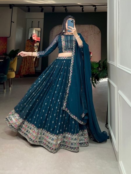 New Georgette Sequence And Embroidery Work Lehenga Choli  Designer Lehenga Choli