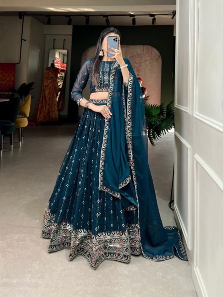 New Georgette Sequence And Embroidery Work Lehenga Choli  Designer Lehenga Choli
