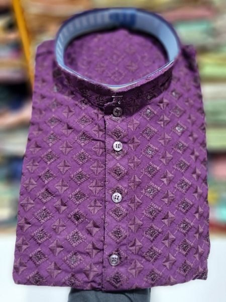 New Heavy Cotton Rayon Lakhnavi Work Mens Kurta Pajama Kurta Pajama Wholesale