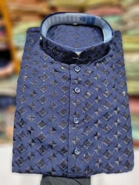 New Heavy Cotton Rayon Lakhnavi Work Mens Kurta Pajama Kurta Pajama Wholesale