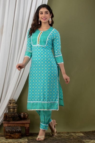 New Jaipuri Cotton Printed Kurti with Pant Kurti With Bottom Wholesale