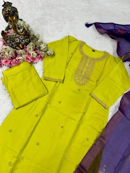 Viscose silk kurti With duptta and bottom set 3 Piece Kurti Set