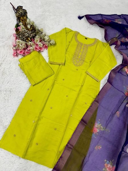 Viscose silk kurti With duptta and bottom set 3 Piece Kurti Set