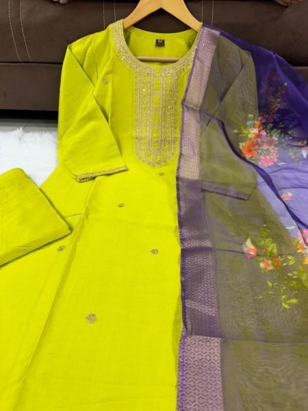 Viscose silk kurti With duptta and bottom set 3 Piece Kurti Set