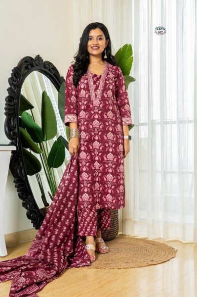 New Launch  Designer Cotton Suit  with Handwork and Printed Dupatta for Everyday Comfort  Cotton Kurtis Wholesale